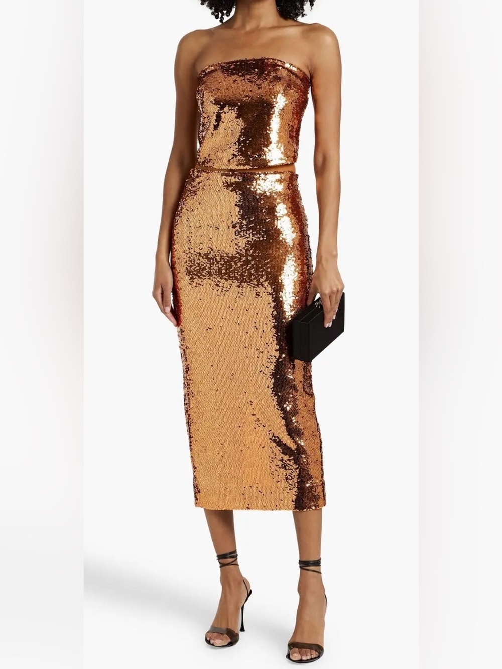 Veronica Beard Copper Sequin Strapless Strapless Top Size 8